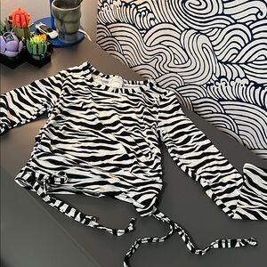 Olivia Rae Black and White Zebra Print Long Sleeve Top